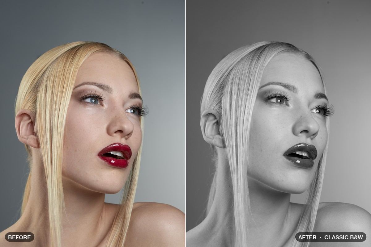 Photo before and after the Classic B&W patch