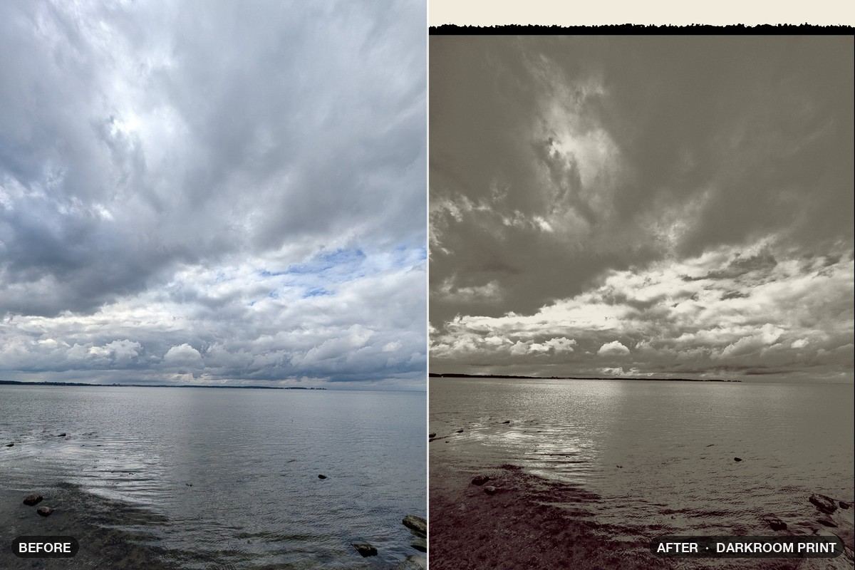 Photo before and after the Darkroom Print patch