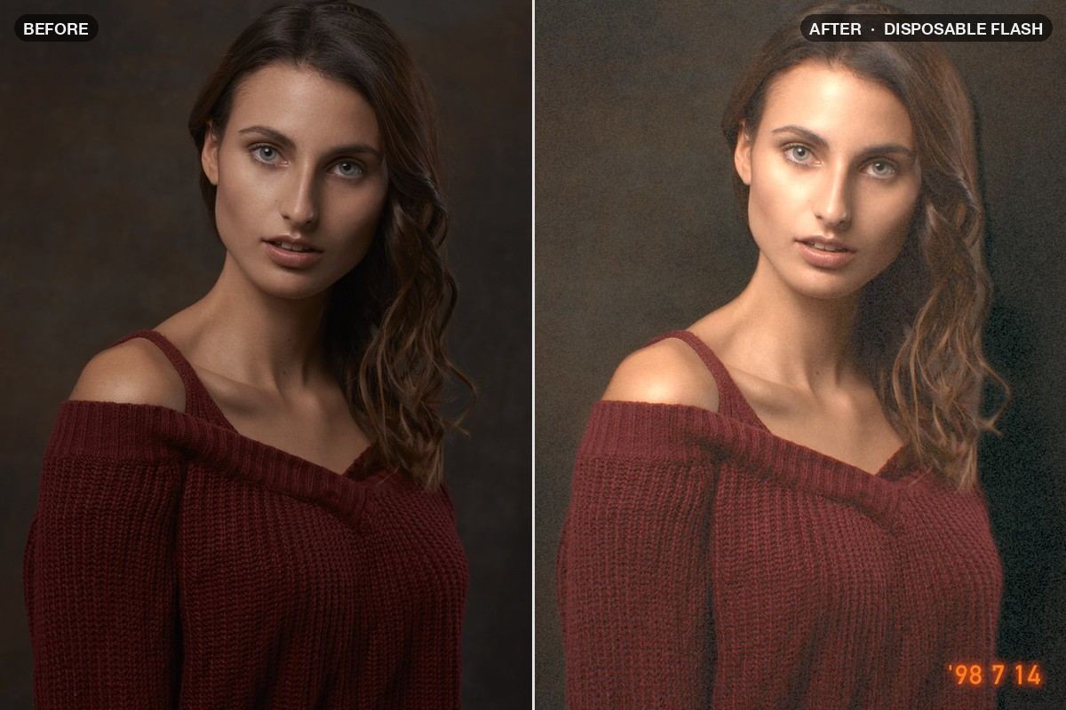 Photo before and after the Disposable Flash patch