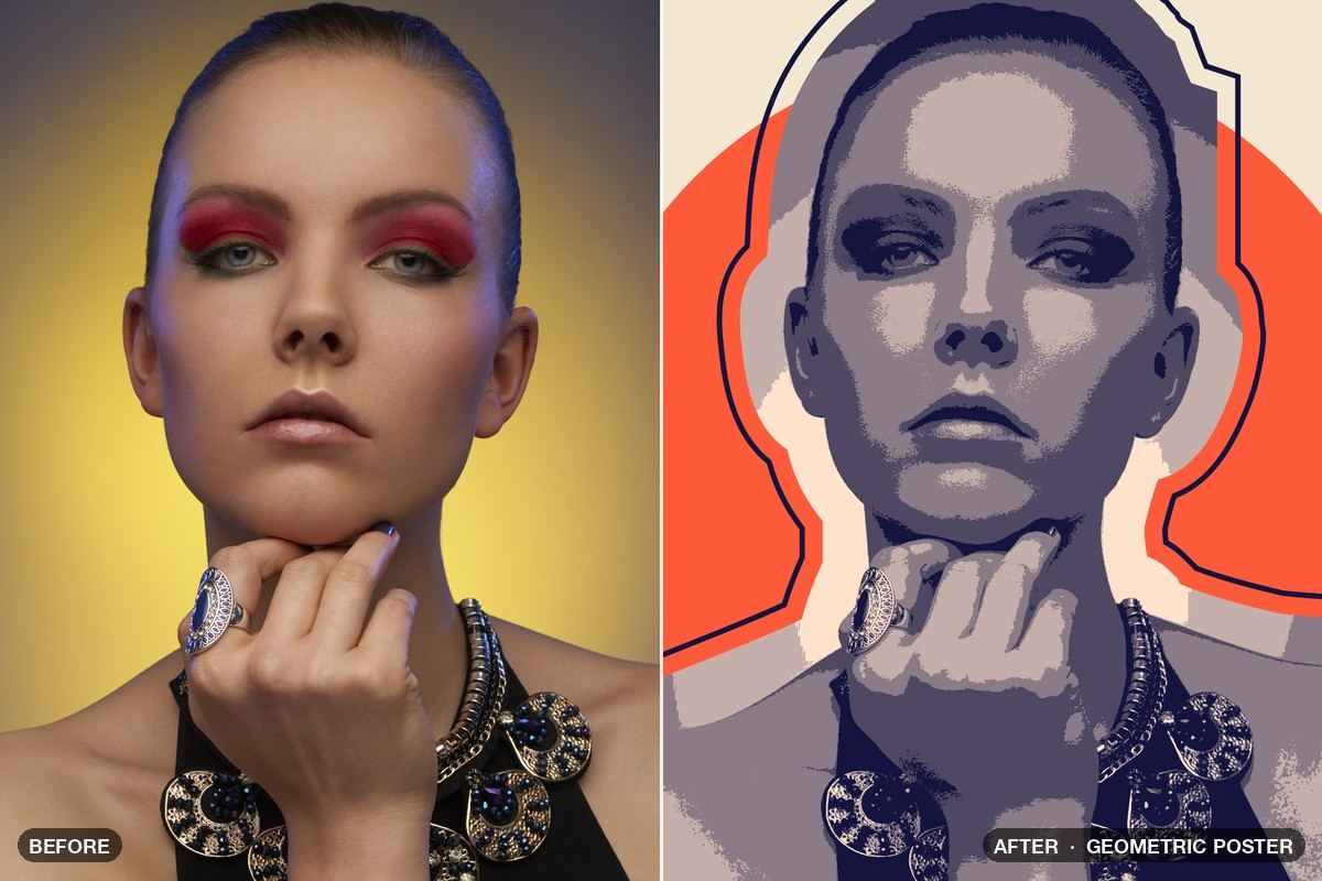 Photo before and after the Geometric Poster patch