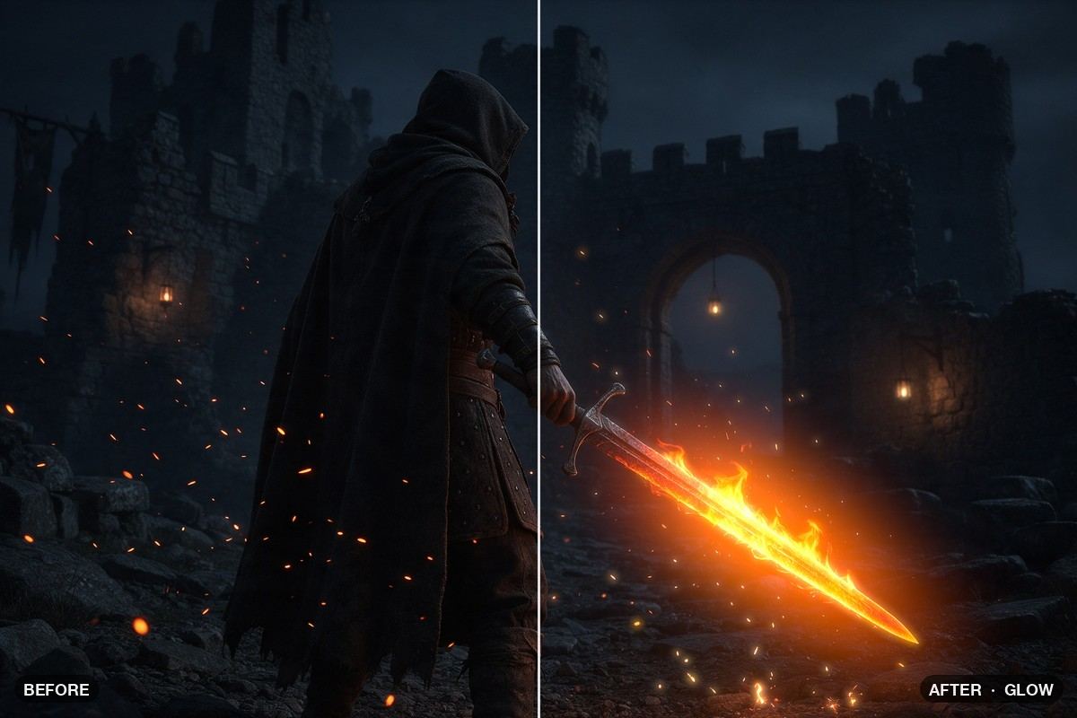 Photo before and after the Glow patch
