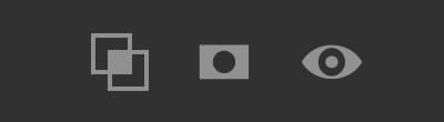 Three option icons: overlapping squares, a mask, and an eye