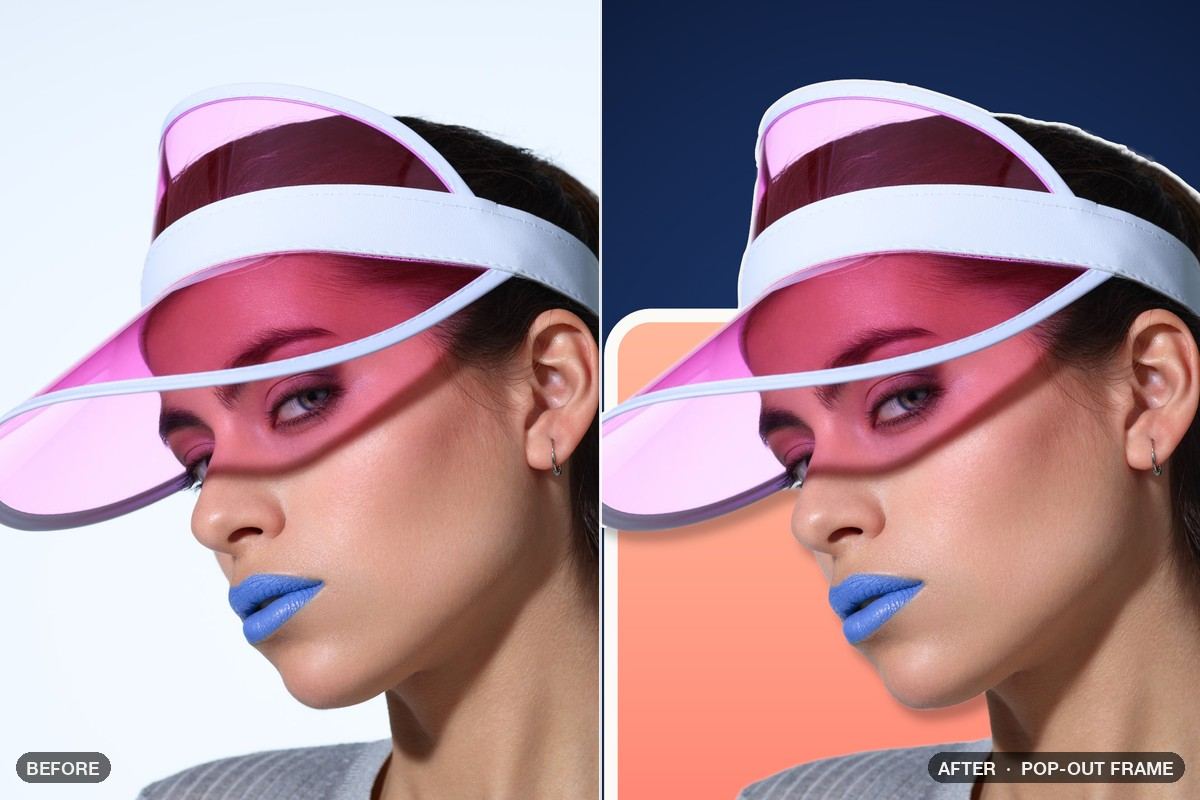 Photo before and after the Pop-Out Frame patch