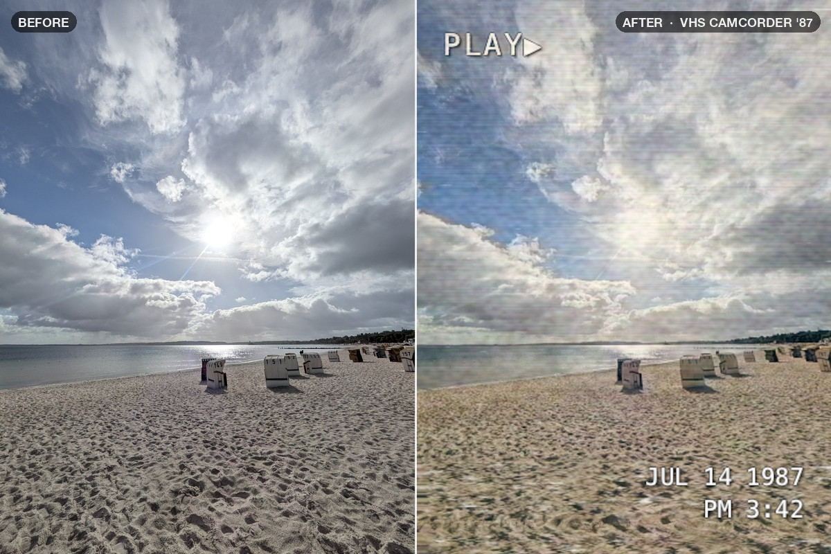 Photo before and after the VHS Camcorder ’87 patch
