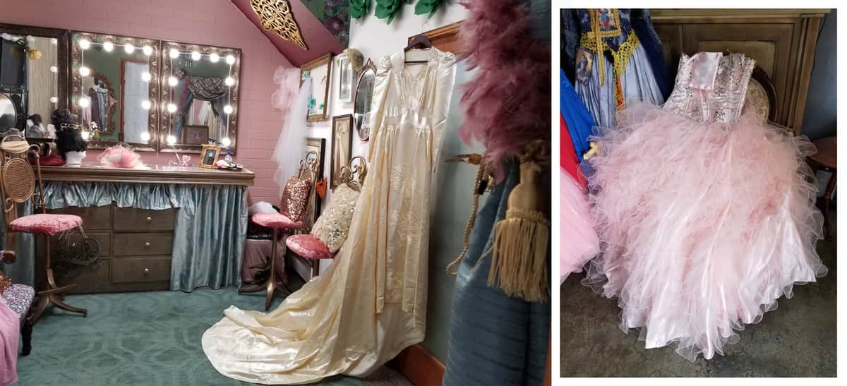 1942 Wedding Gown & Quinceanera Dress ready for the shoot.